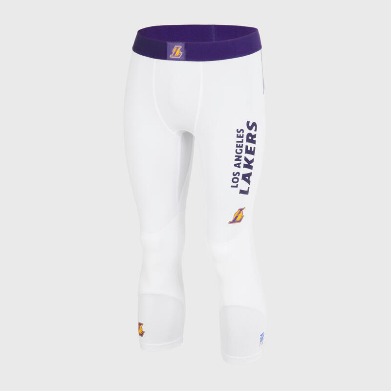 Men's/Women's Basketball 3/4 Leggings 500 - NBA Los Angeles Lakers/White