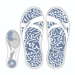 Badslippers dames 500 blauw met dessin