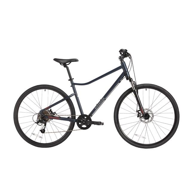 Bicicleta híbrida con freno de disco de 9 velocidades gris nube Riverside 500