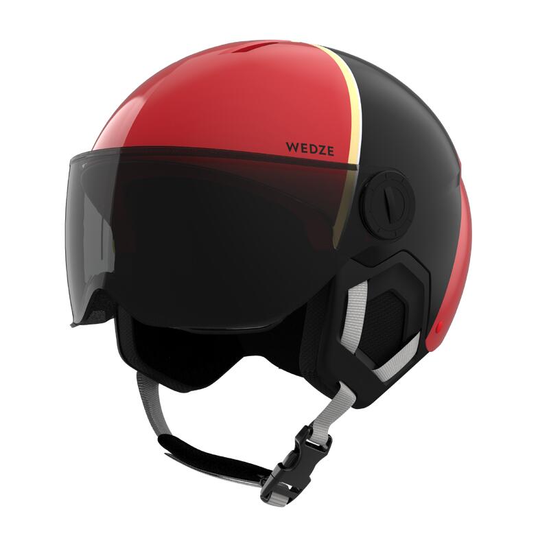 Casco sci visiera bambino 500 rosso e nero