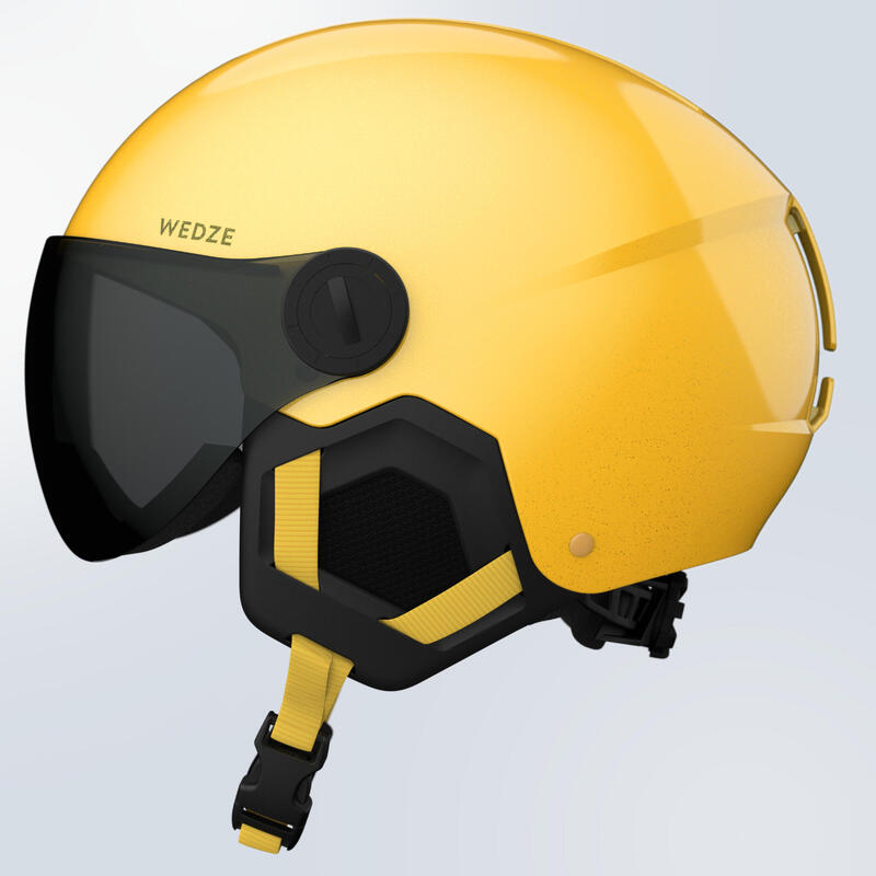 CAPACETE DE SKI CRIANÇA COM VISEIRA H-KID 550 AMARELO RISCAS