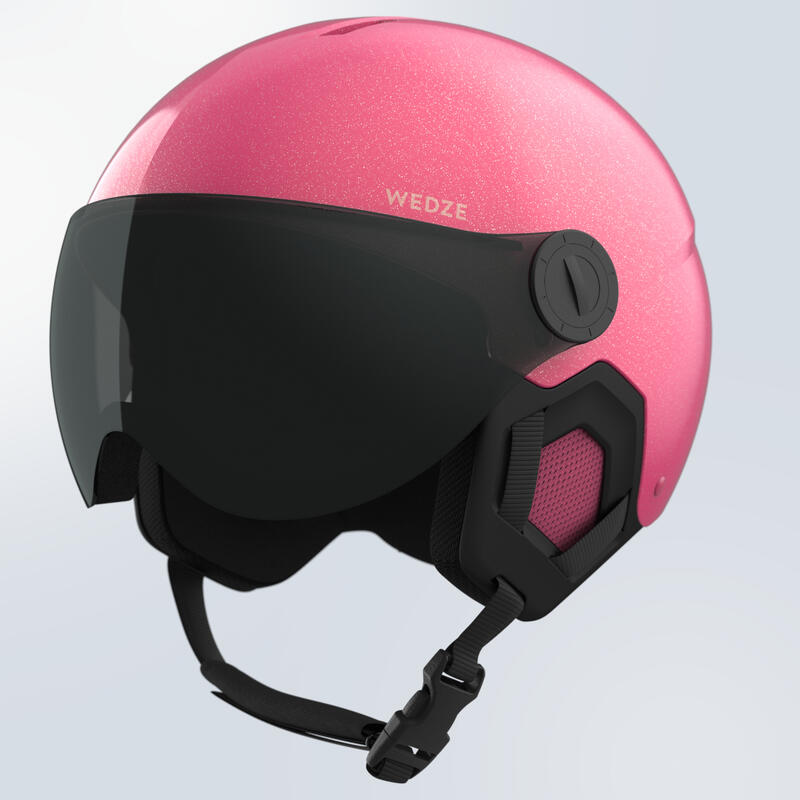 CAPACETE DE SKI CRIANÇA COM VISEIRA H-KID 550 ROSA BRILHANTE