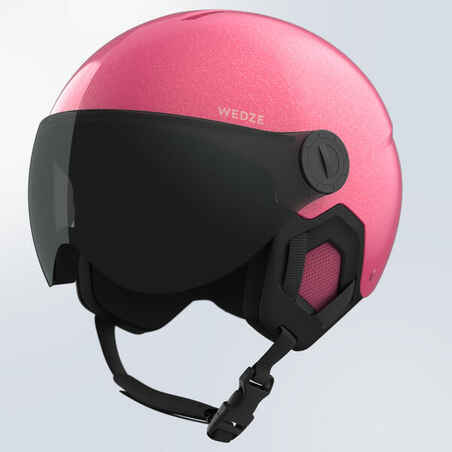 H-KID 550 CHILDREN'S SKI HELMET WITH VISOR GLITTER PINK