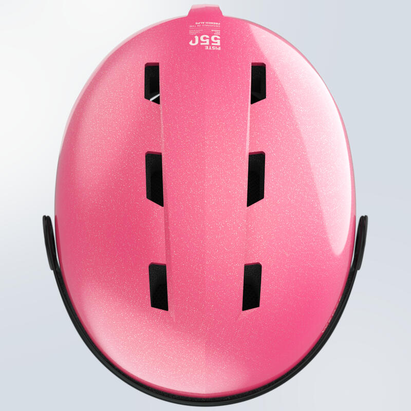 Casco sci bambina 500 rosa paillettes