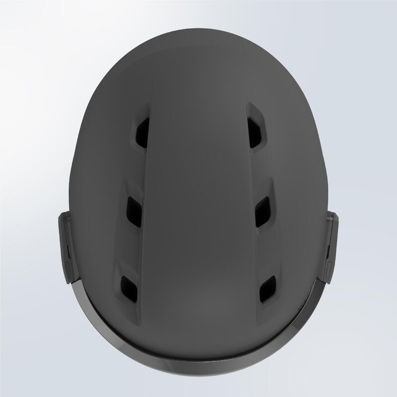 Skihelm met vizier voor volwassenen PST 550 donkergrijs