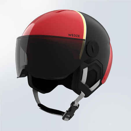 CHILDREN'S H-KID 550 SKI HELMET WITH VISOR Red and black