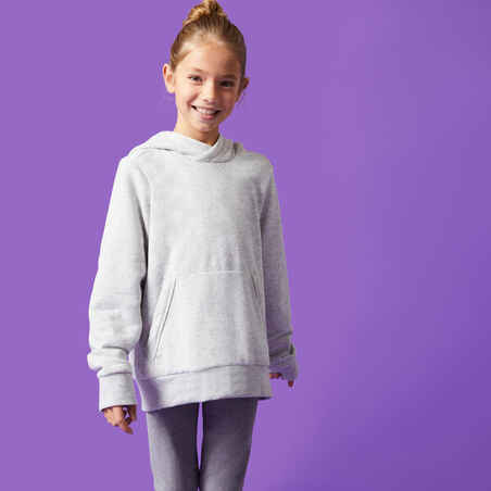 Vaikiškas džemperis su gobtuvu iš džersio „500“, šviesiai pilkas, su raštu
