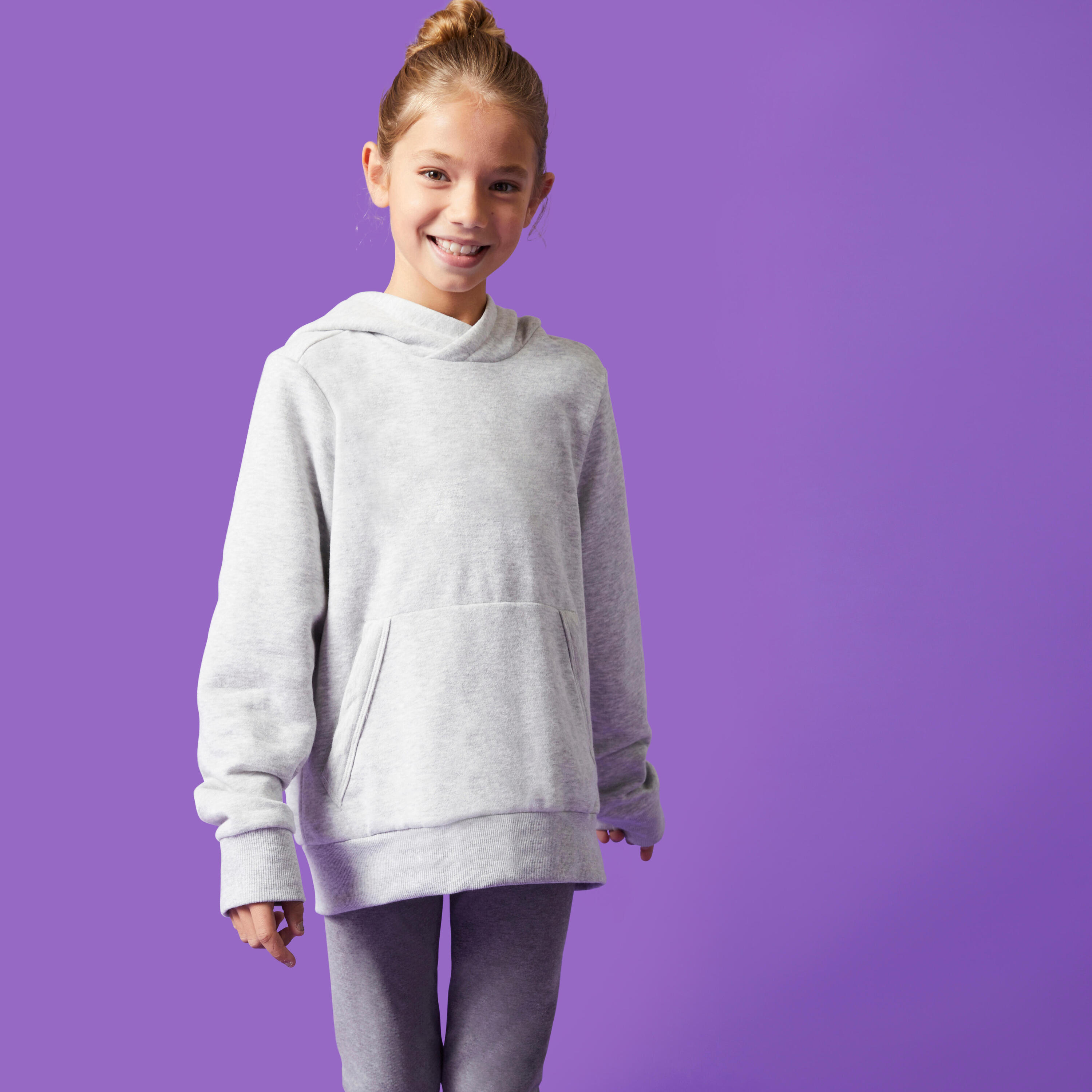 Kids' Cotton Hooded Sweatshirt - Light Grey 10/11