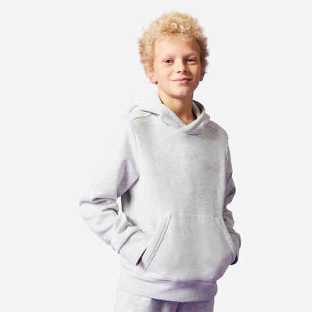 Kids' Cotton Hooded Sweatshirt - Light Grey