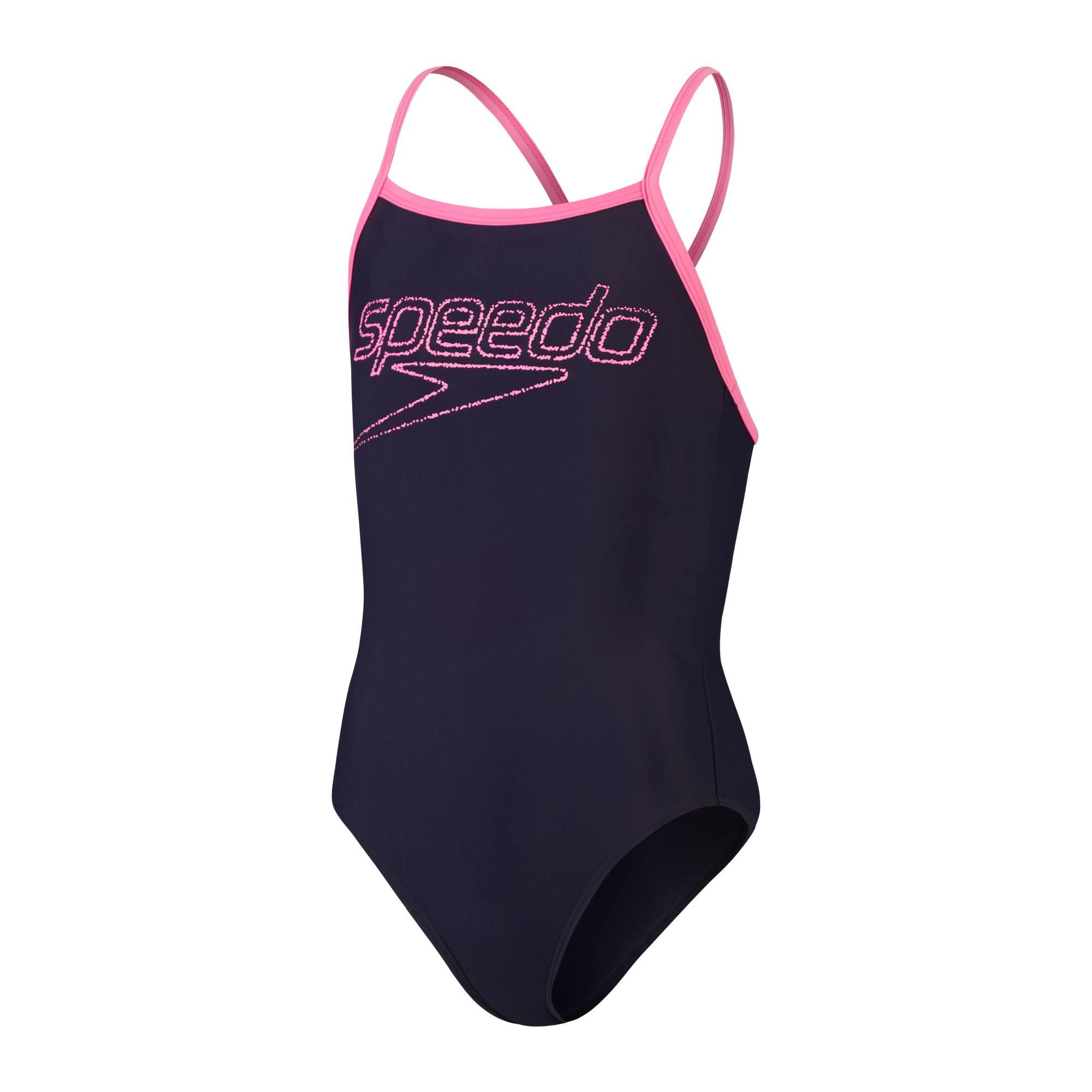 Speedo Girls Logo Thinstrap Muscleback Swimsuit