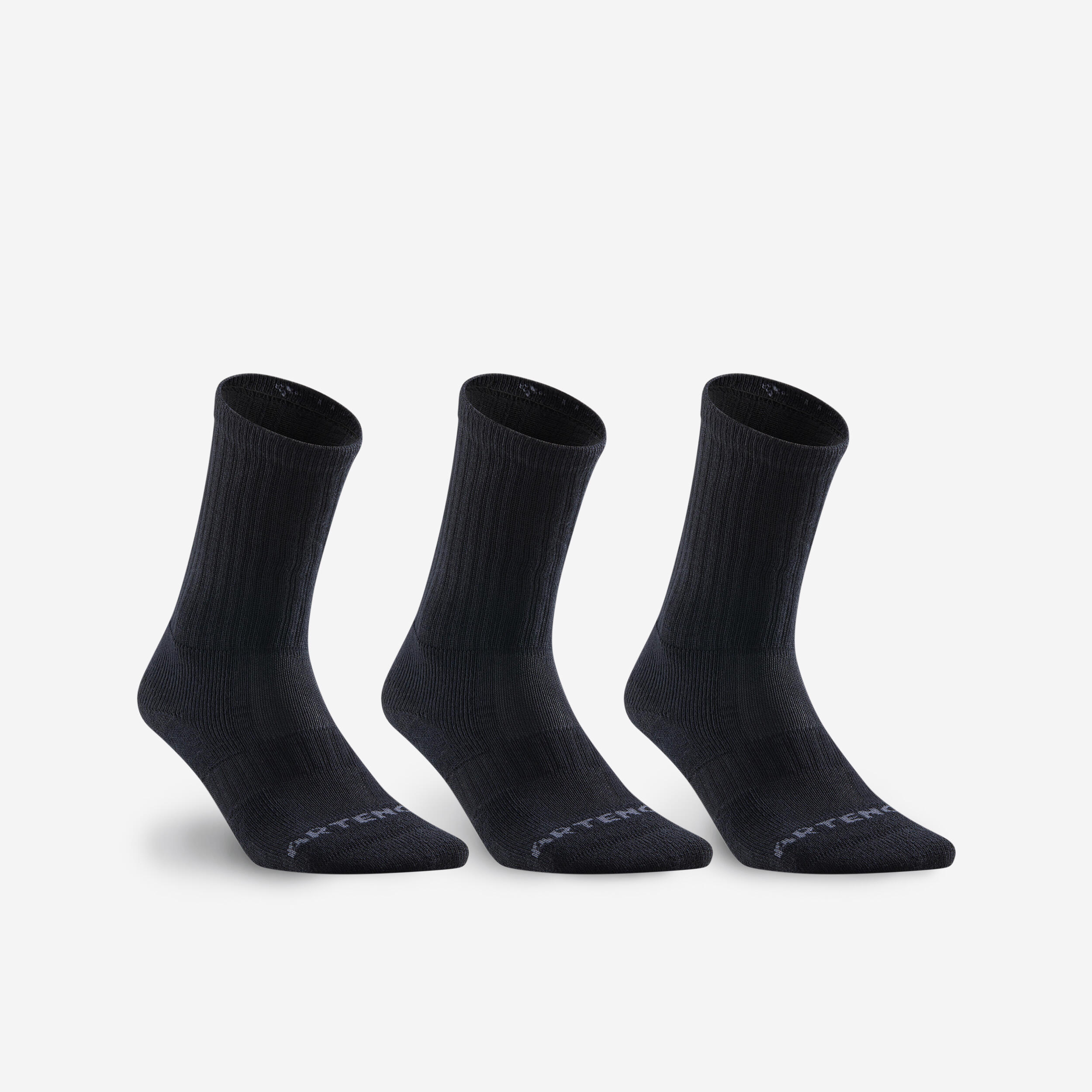 RS 160 Tri-Pack High Sports Socks - Black - Artengo - Decathlon