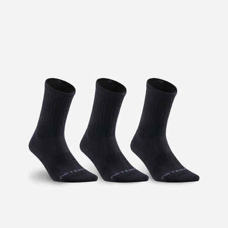 Calcetines altos de deporte Pack de 3 Artengo RS 500 negro