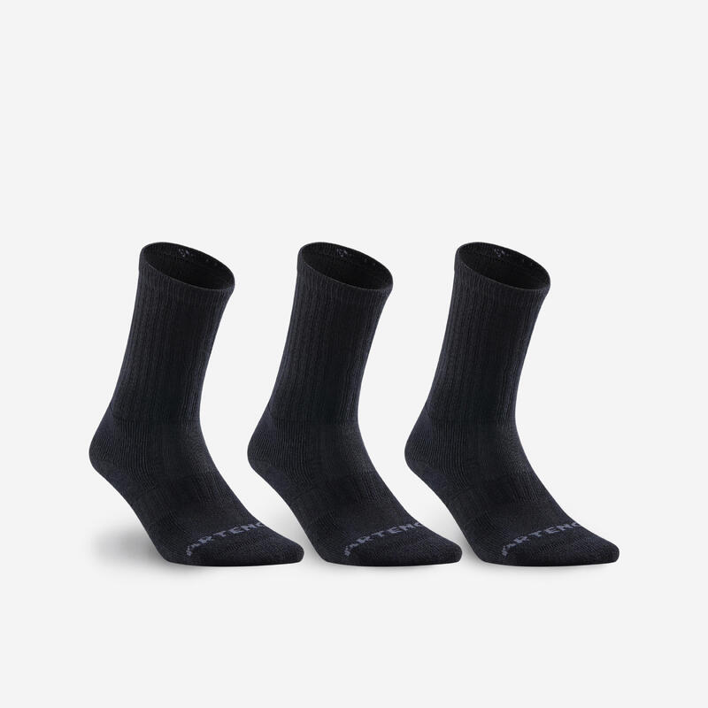 Tenis Çorabı - Yüksek Konçlu - 3'lü Paket - Siyah - Decathlon RS 500