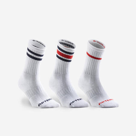 High Tennis Socks RS 500 Tri-Pack - Retro White