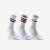 Calcetines altos de deporte Pack de 3 Artengo RS 500 blanco rayas