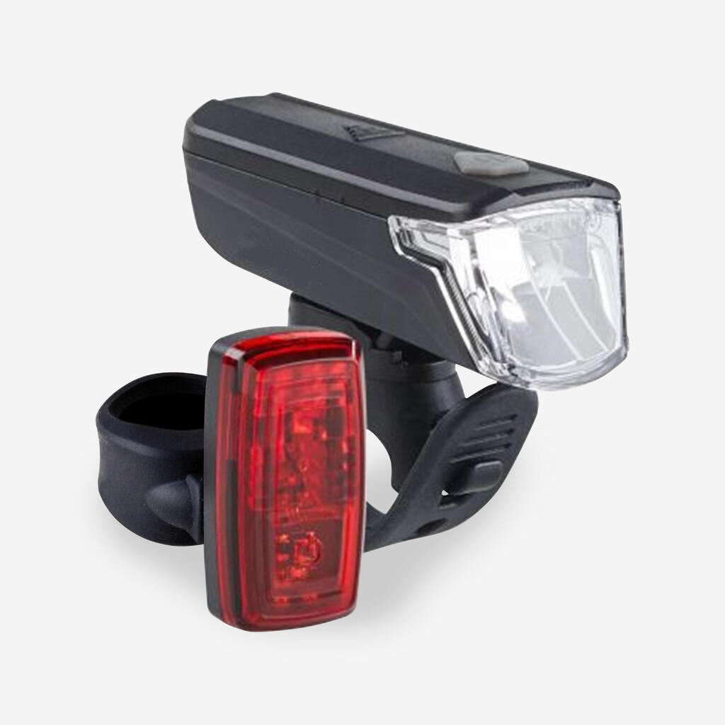 Waterproof front and rear battery-powered LED bike light set