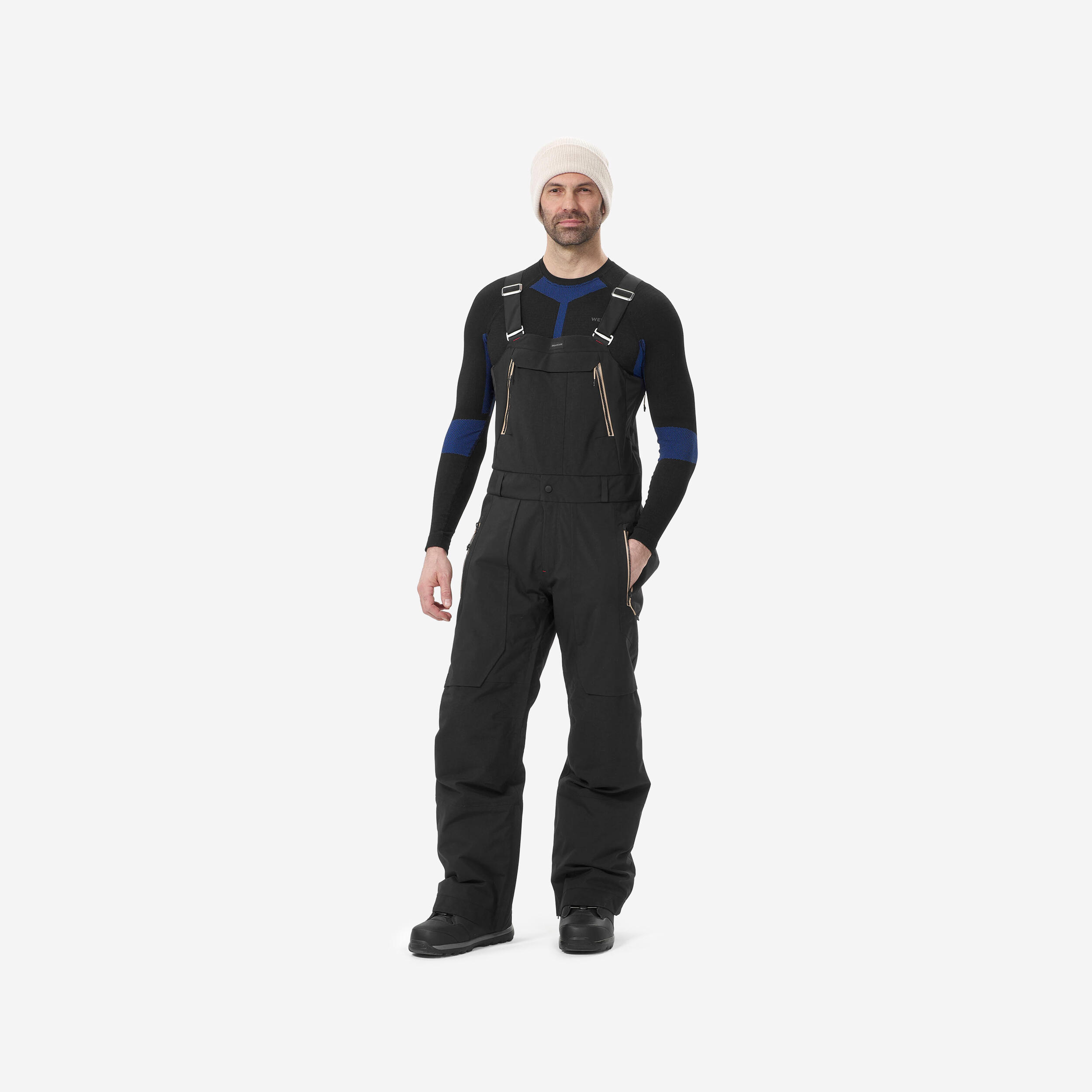 Men's Waterproof Snowboard Salopette Trousers SNB 900 UP - Black 1/11