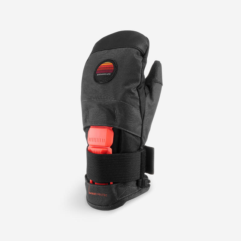 Skihandhandschuhe Fäustlinge Kinder - 500 JR Protect schwarz/orange