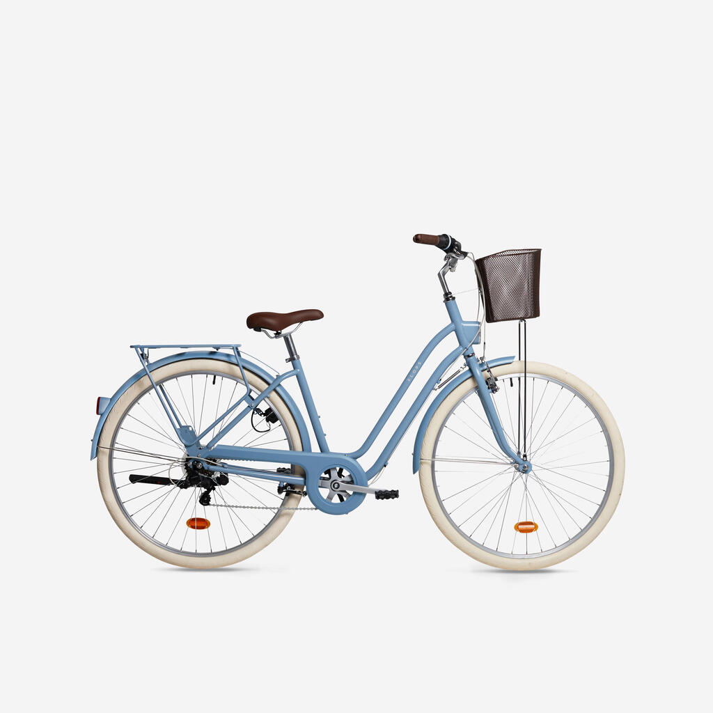 Fully-equipped, 6-speed low frame city bike, light blue