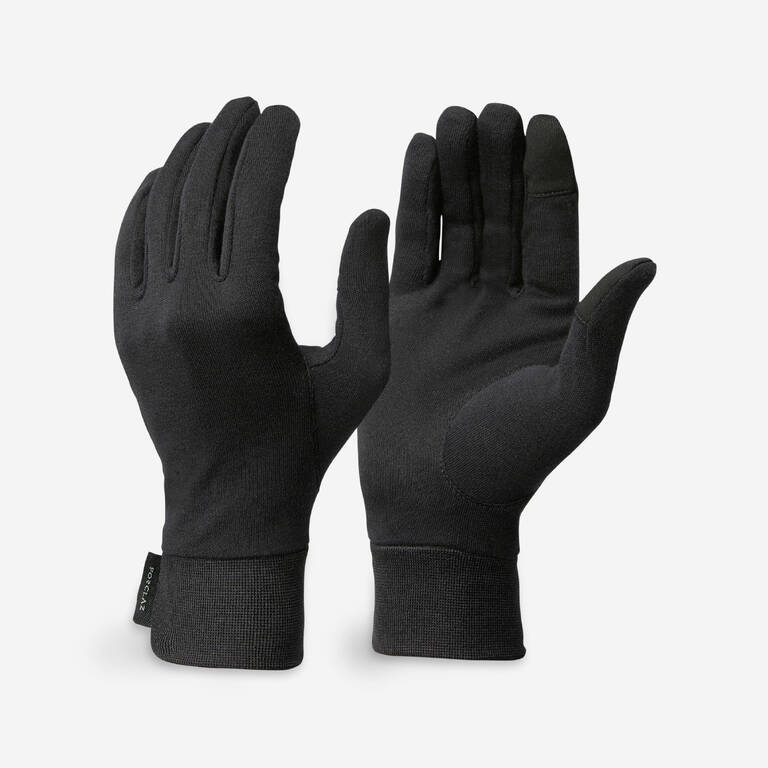 Adult Trekking Silk Liner Gloves - MT 500 Black