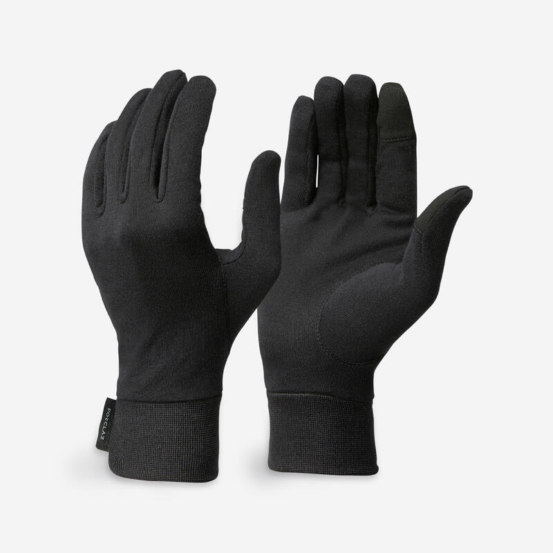 Adult Mountain Trekking Silk Liner Gloves - MT 500 Black