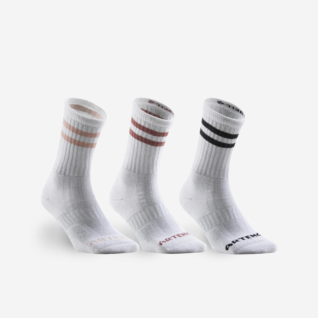 High Tennis Socks RS 500 Tri-Pack - White