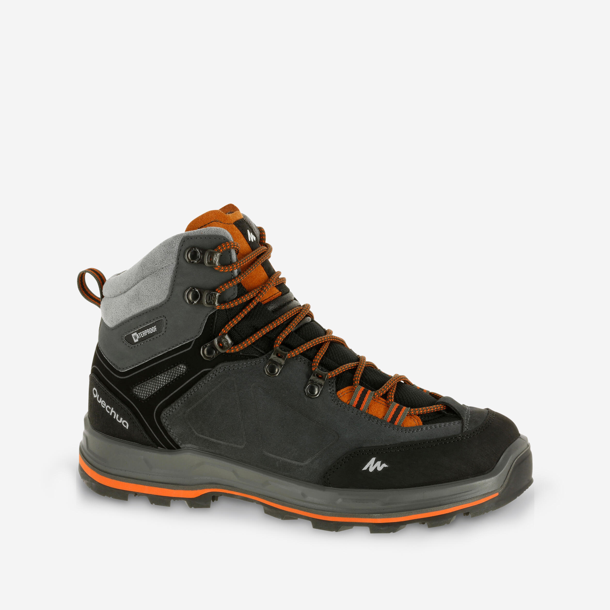 Image of Men’s Leather Hiking Boots - MT 100 Grey