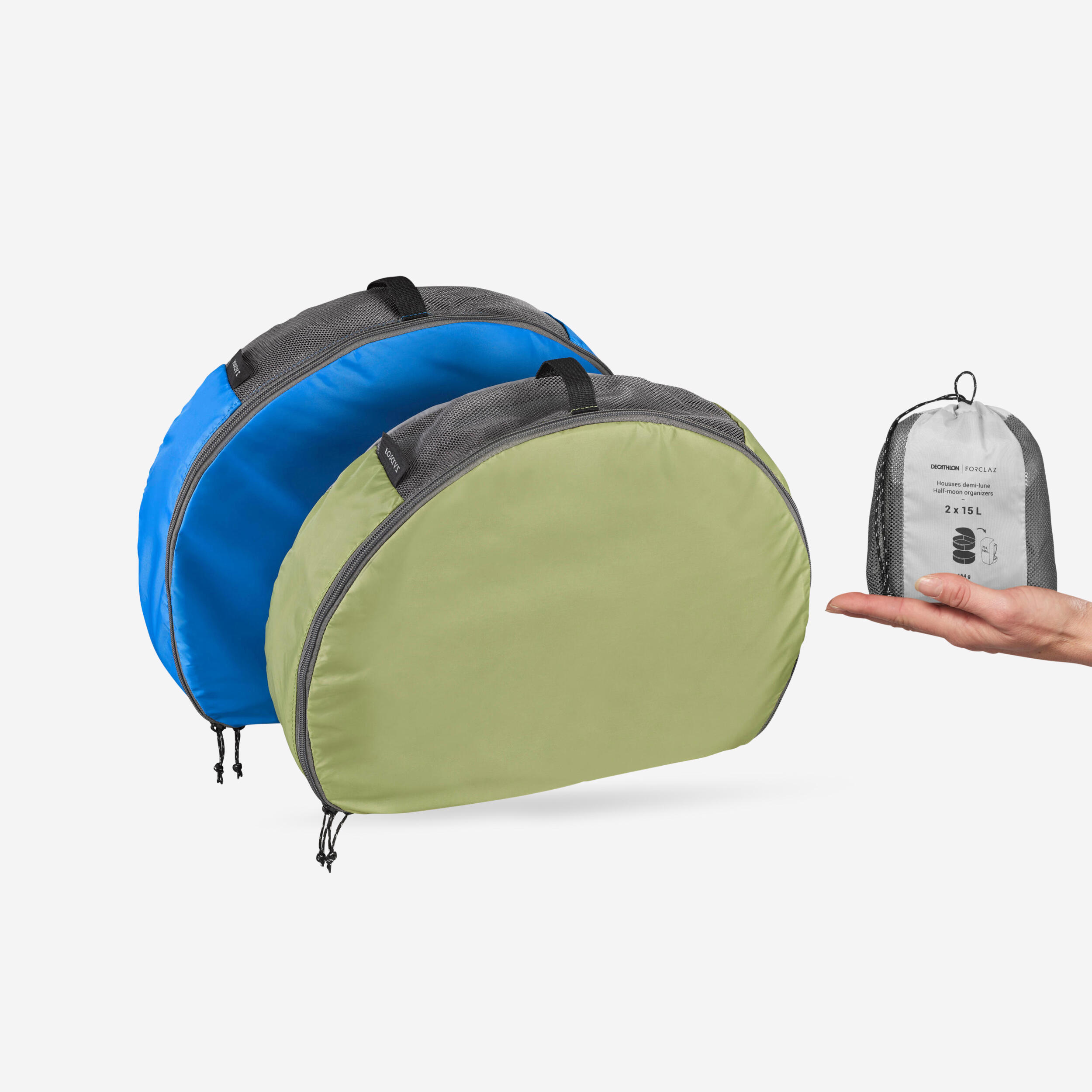 FORCLAZ 2 Half-Moon Bags For 70-90 L Backpacks