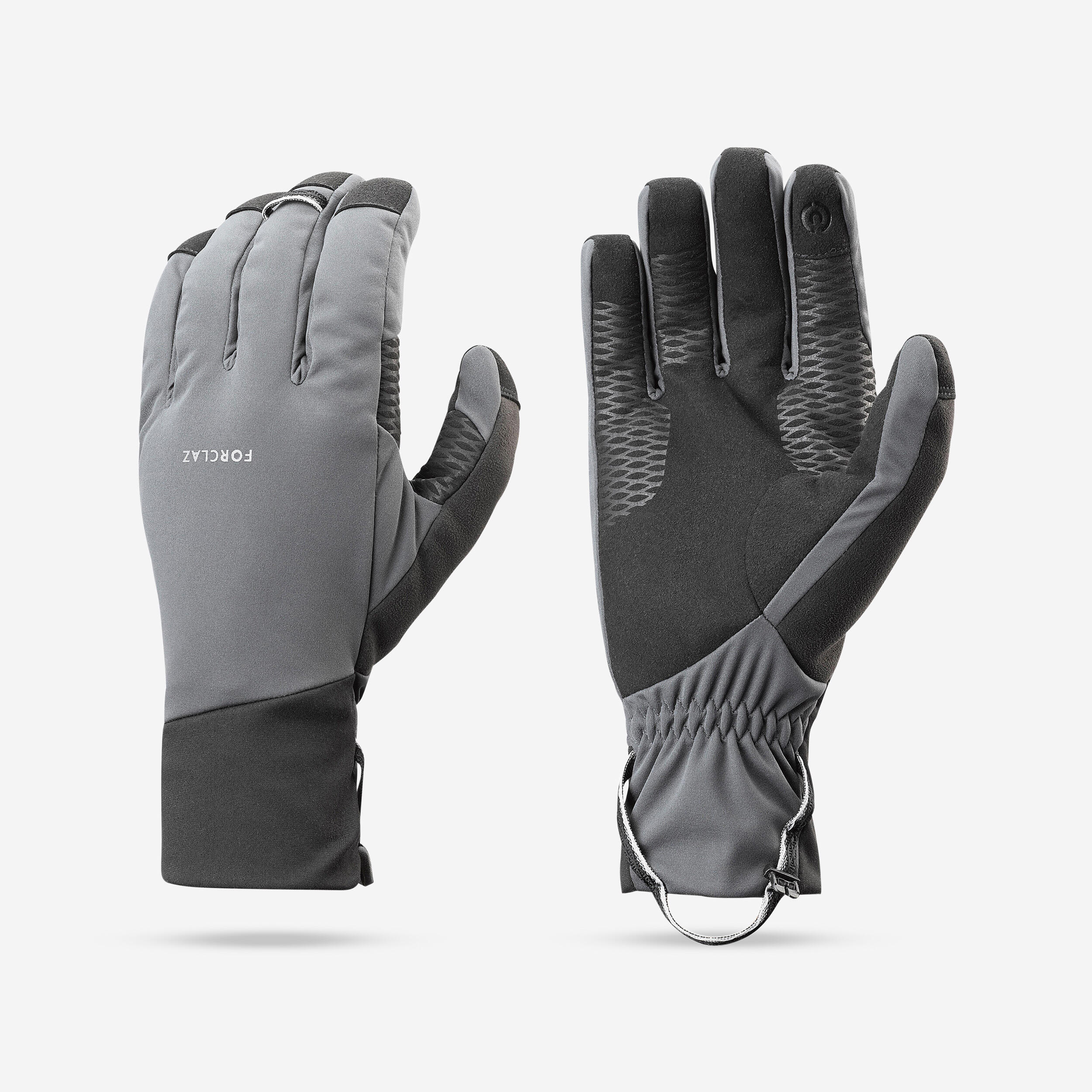 FORCLAZ Adult mountain trekking windproof touchscreen gloves - MT900 grey