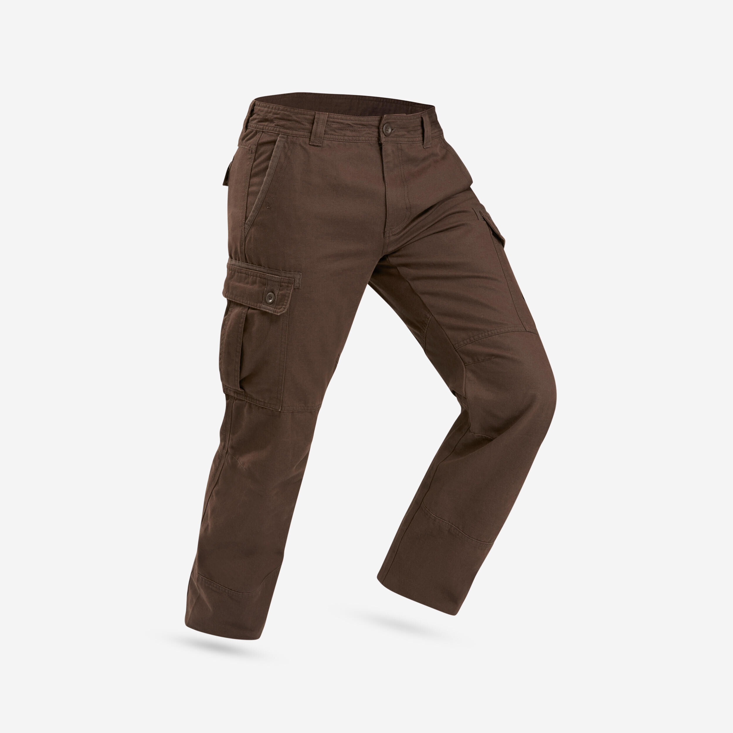 FORCLAZ Men's Travel Trekking Cargo Trousers - TRAVEL 100 Warm Brown