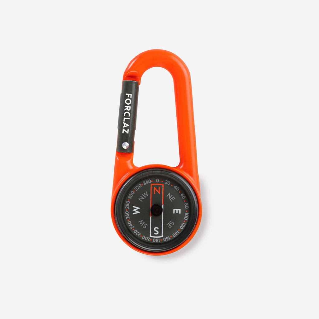 Compact snap-hook orienteering compass 50 - ORANGE