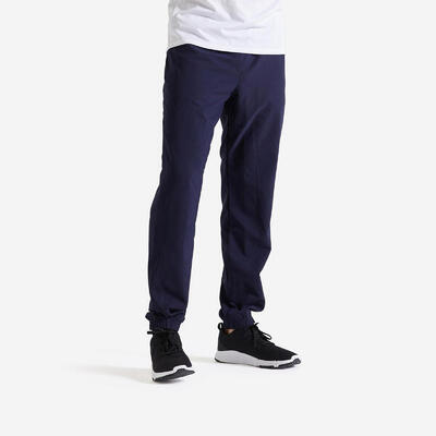 Pantaloni uomo fitness essential 120 tasche con zip neri