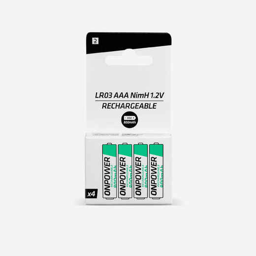 Pack of 4 AAA Rechargeable Batteries - NiMH 800mAh