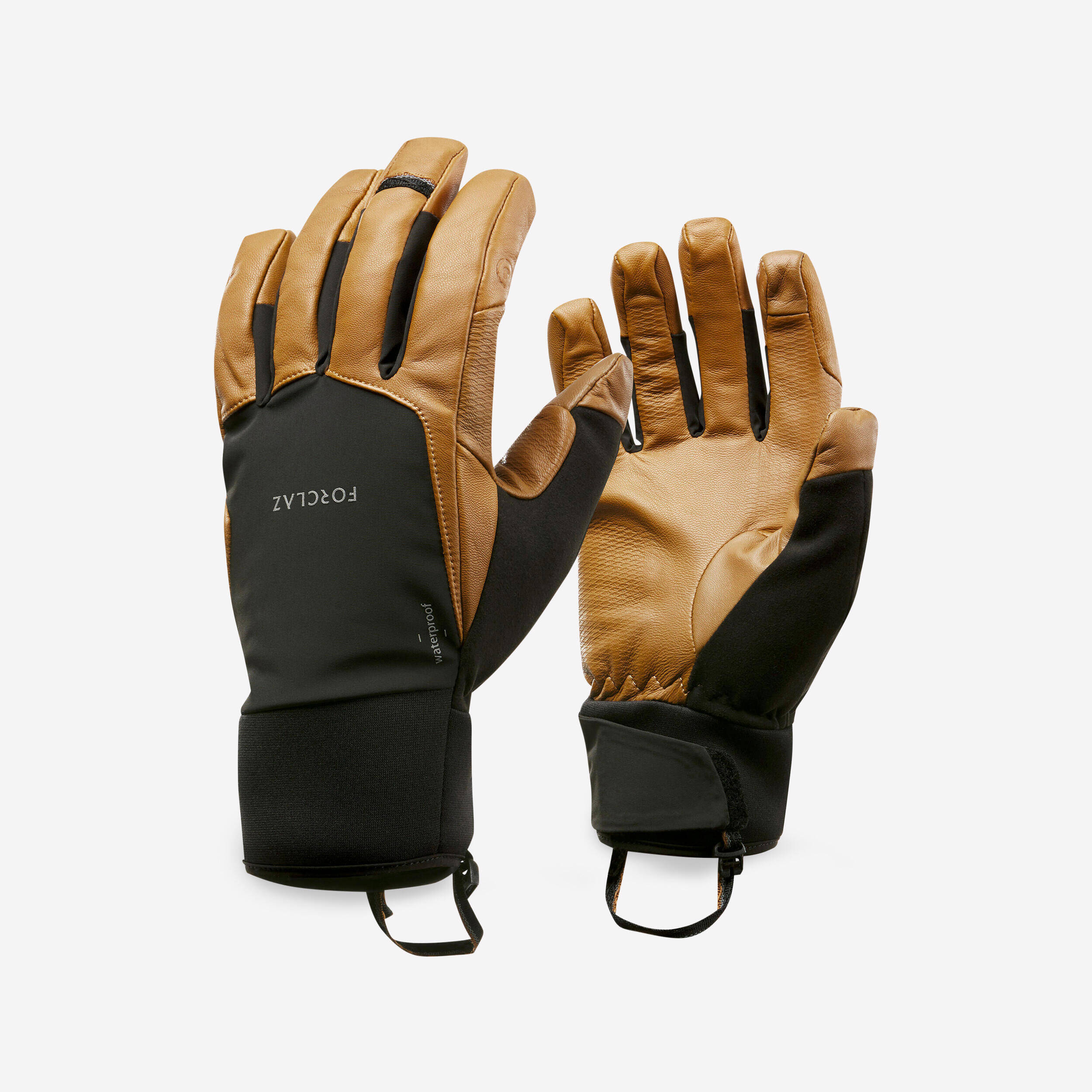 Adult Mountain Trekking Waterproof Leather Gloves MT900  Brown   -  1