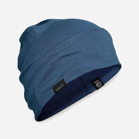 GORRO DE TREKKING MONTAÑA TREK500 LANA MERINA AZUL