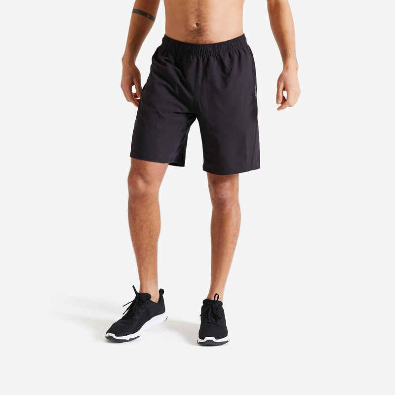 Men's Zip Pocket Breathable Essential Fitness Shorts - Plain Black