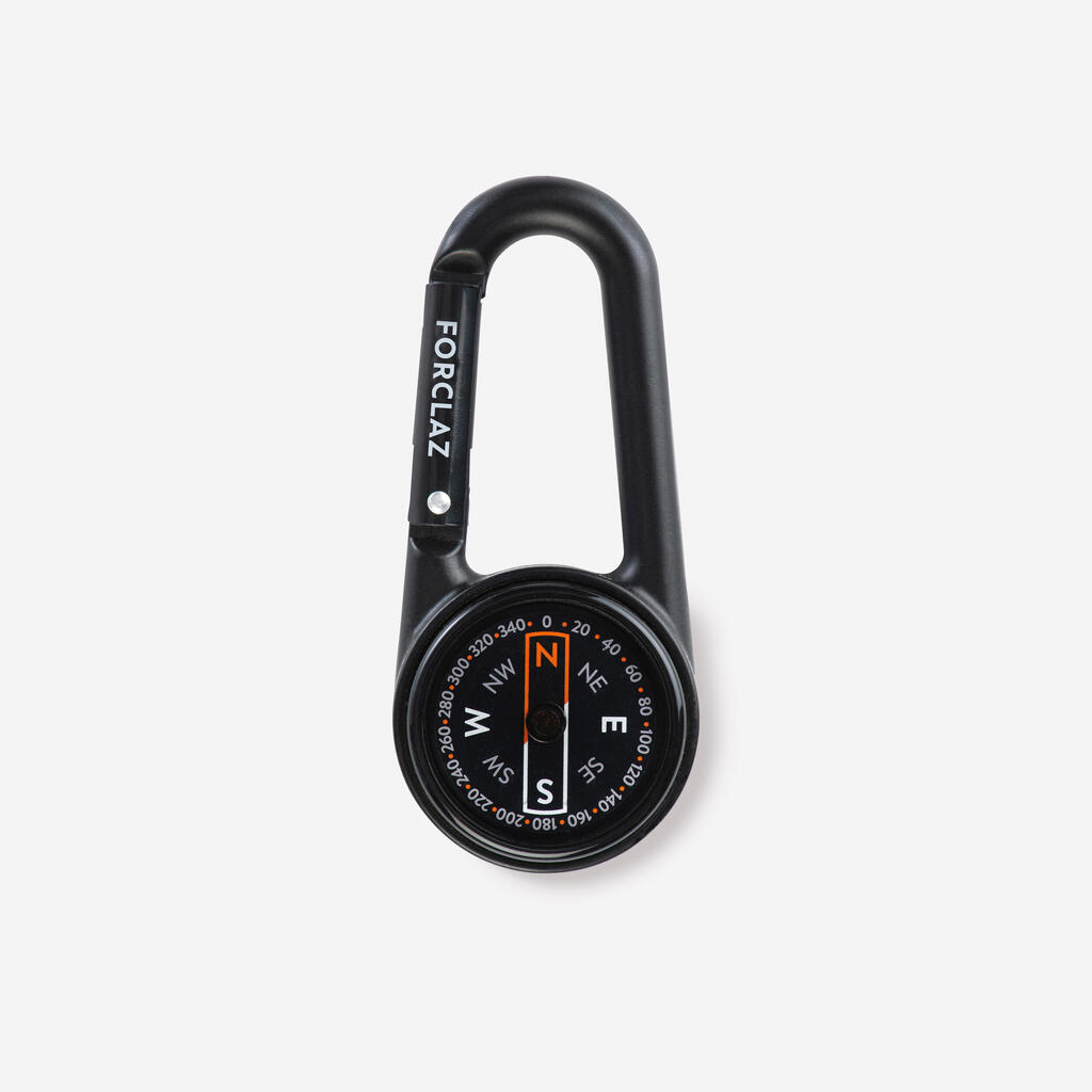 Compact snap-hook orienteering compass 50 - BLACK
