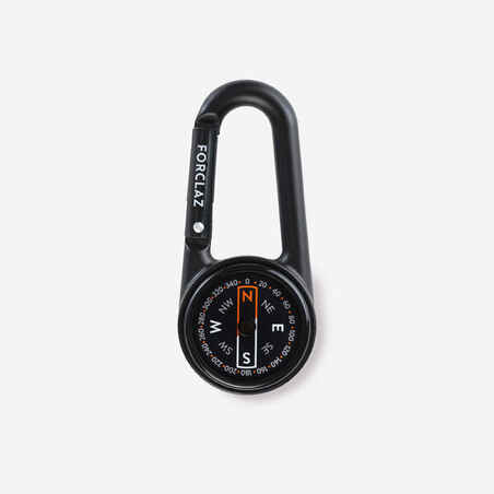 Compact snap-hook orienteering compass 50 - BLACK