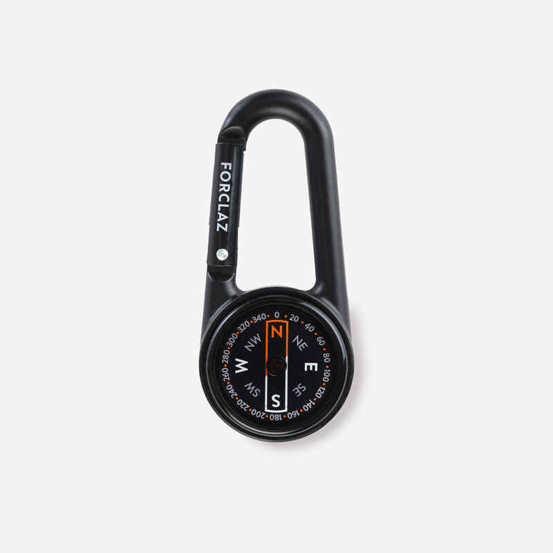 Compact snap-hook orienteering compass 50 - BLACK
