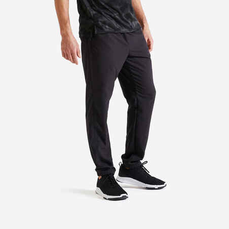 מכנסי כושר נושמים בגזרה רגילה לגברים, דגם Essential - שחור