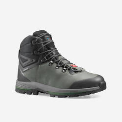 Sepatu Boots Kulit Trekking Lebar Pria  TREK100 - Khaki