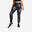 Leggings donna fitness 500 modellanti neri con stampa