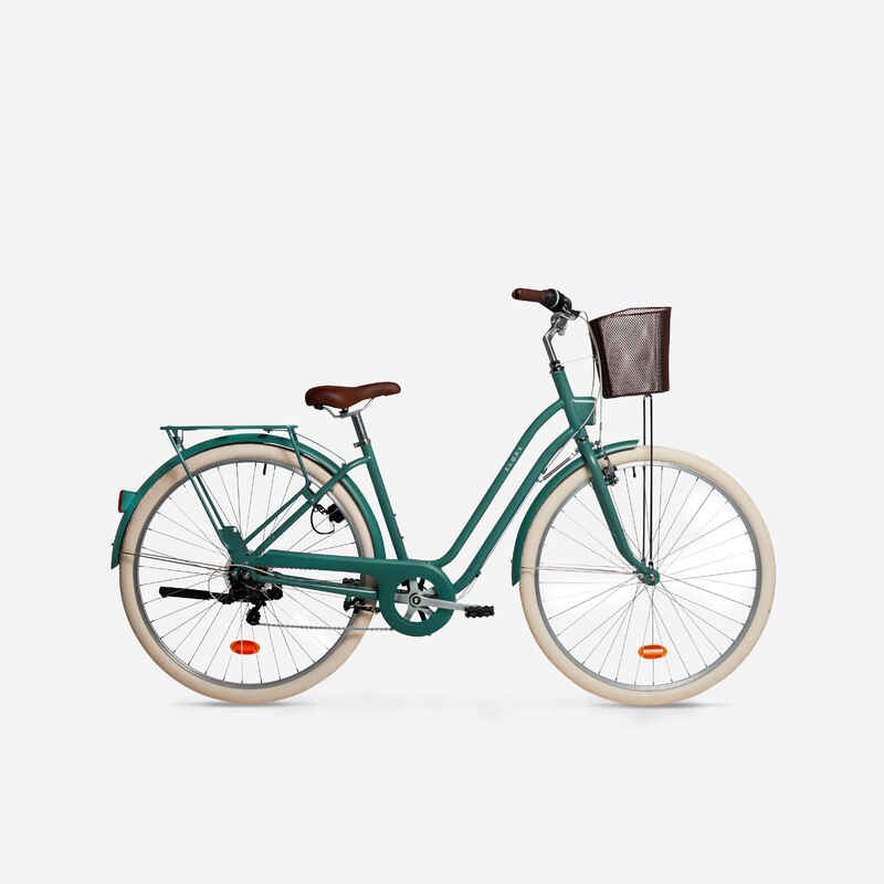 Fully-equipped, 6-speed low frame city bike, green