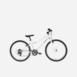 Kids' 24-inch robust 6-speed hybrid bike, White