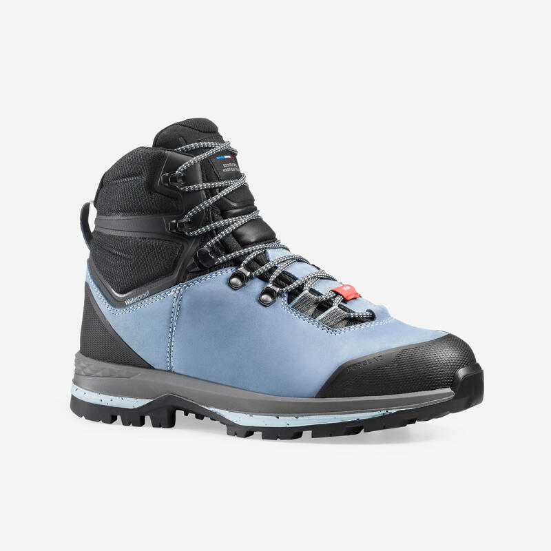 Waterdichte hoge trekkingschoenen voor dames MT100 wide leer crosscontact