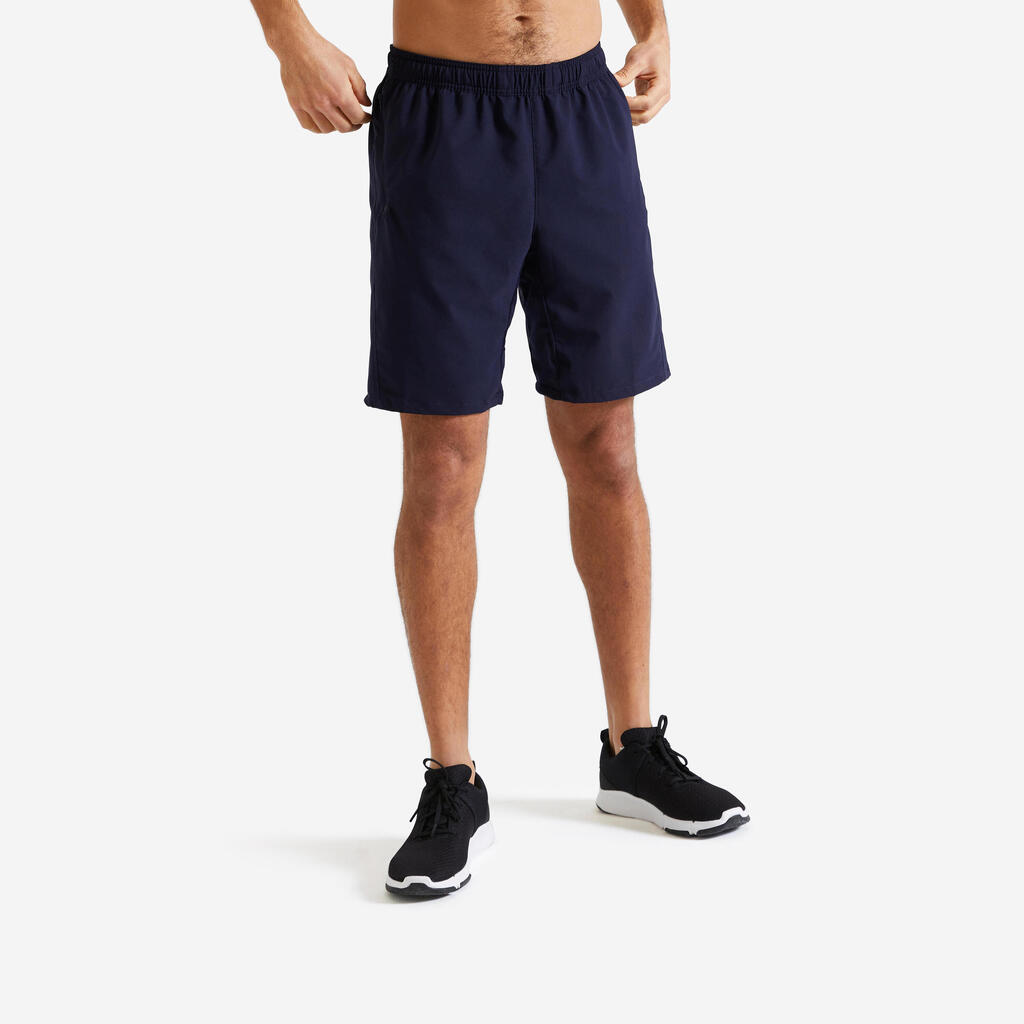 Short de fitness avec poches zippées, bleu marine