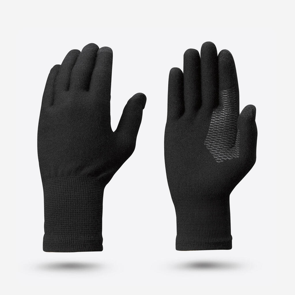 Sous-gants sans couture de trekking montagne  - MT500 noir - adulte