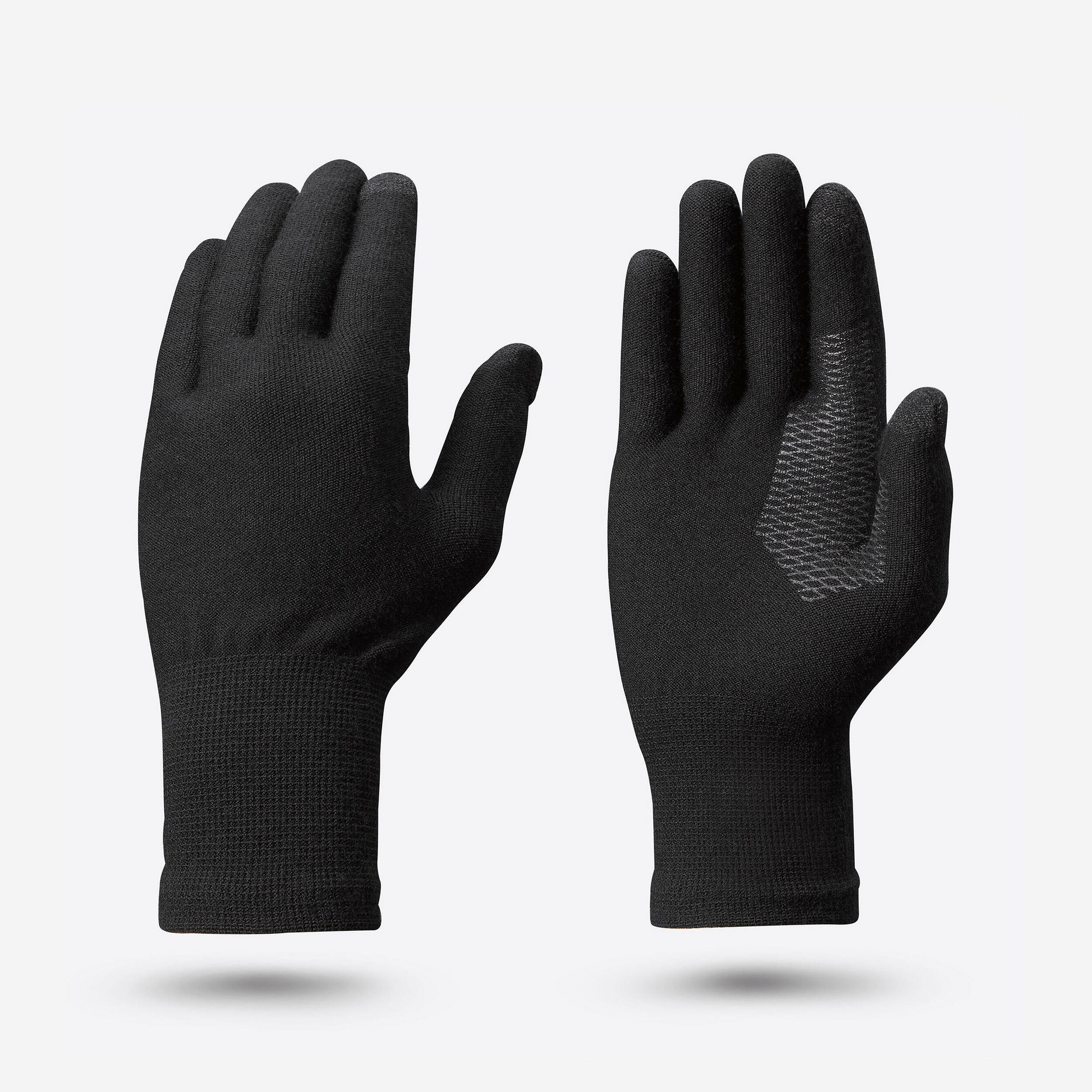 Adult Mountain Trekking Seamless Liner Gloves  - MT500 Black 1/4