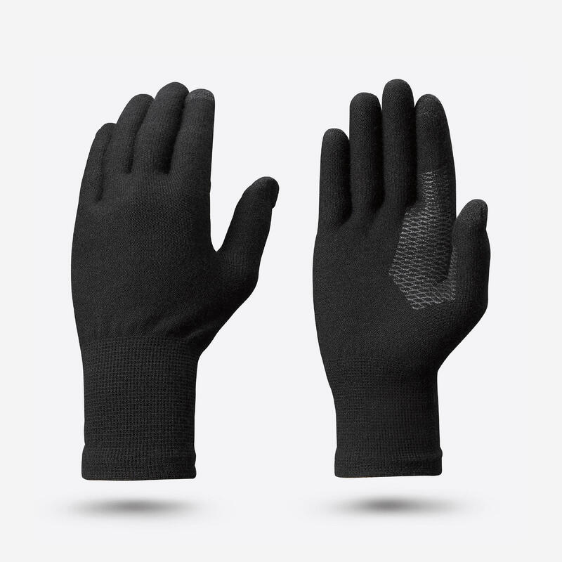 Sous-gants sans couture de trekking montagne - MT500 noir - adulte