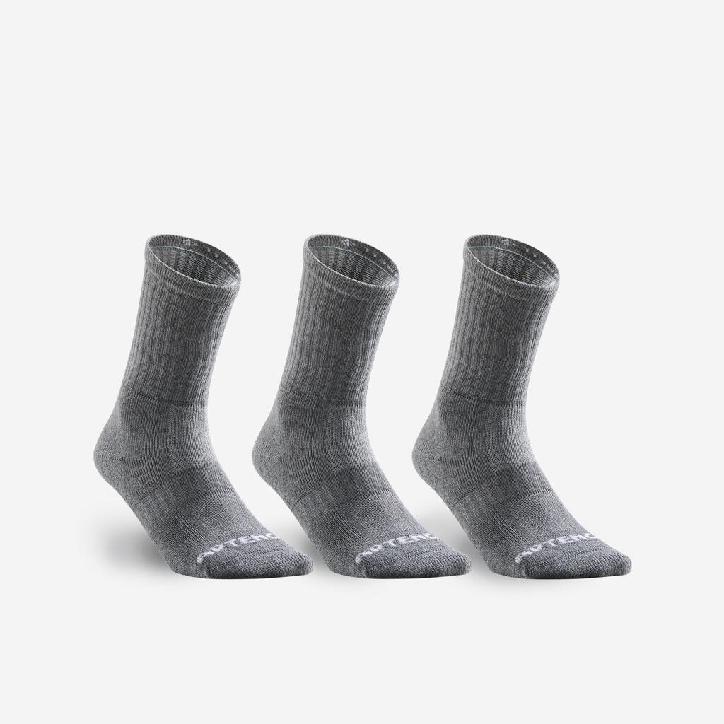 CHAUSSETTES DE TENNIS HAUTES ARTENGO RS 500 GRIS LOT DE 3